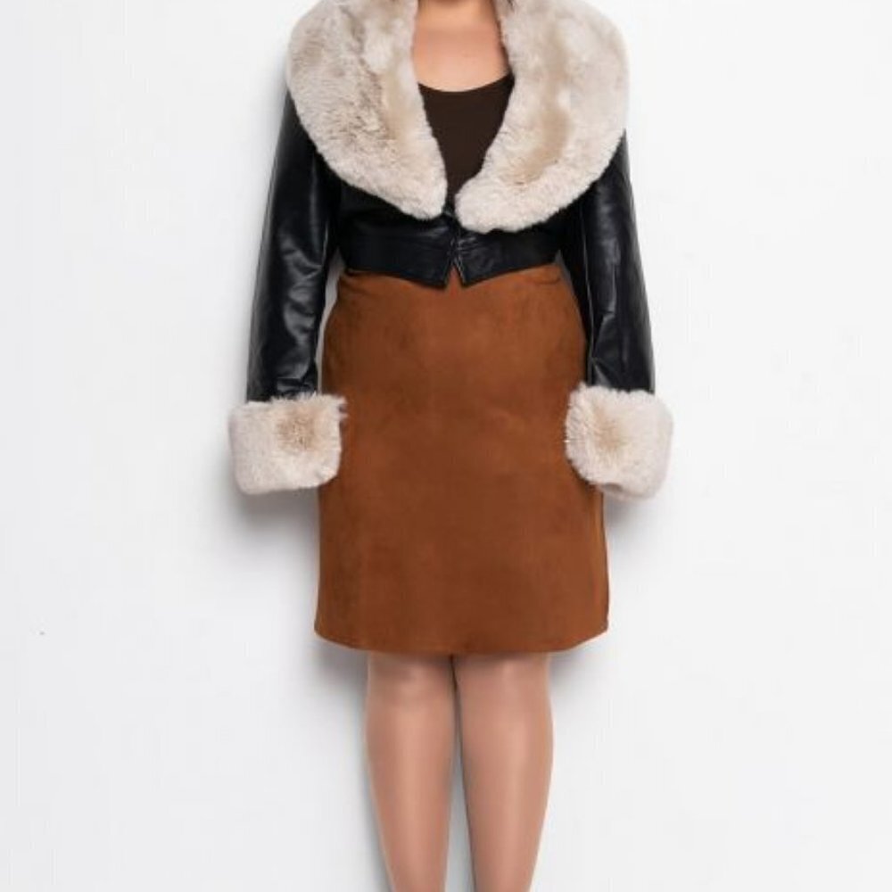 PLUS AZALEA WANG FUR TRIM COVERGIRL CROP JACKET ( BRAND NEW !!! )